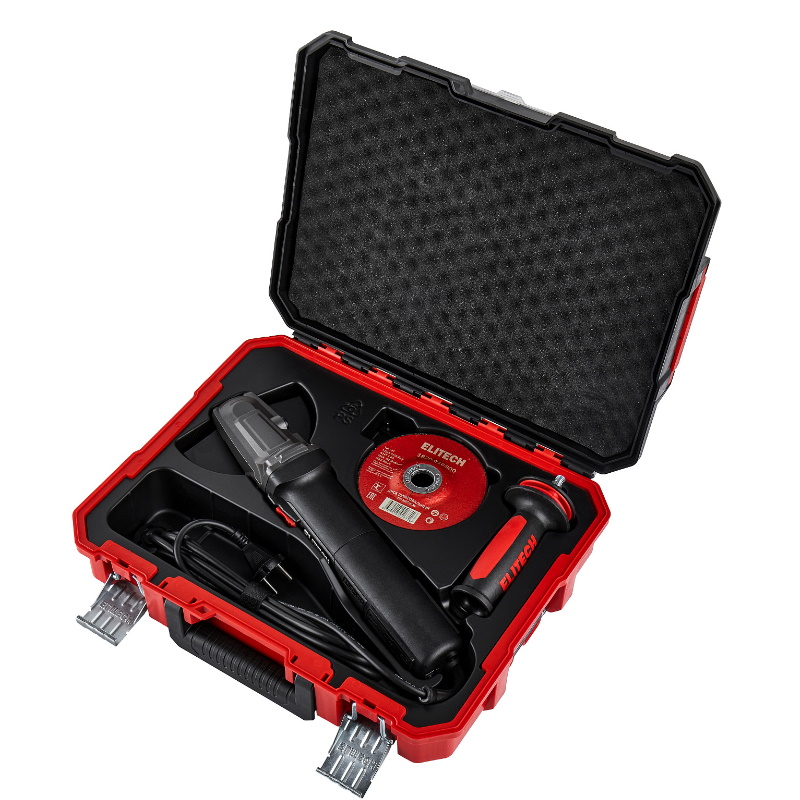 Угловая шлифмашина (болгарка) Elitech AG 1512E E2213.052.01 205378, 125 мм, 1500 Вт, плавный пуск, в кейсе в Туле