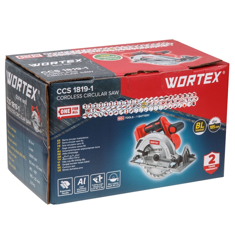 Аккумуляторная циркулярная пила Wortex CCS 1819-1 1329532, в коробке, ALL1 SOLO в Твери