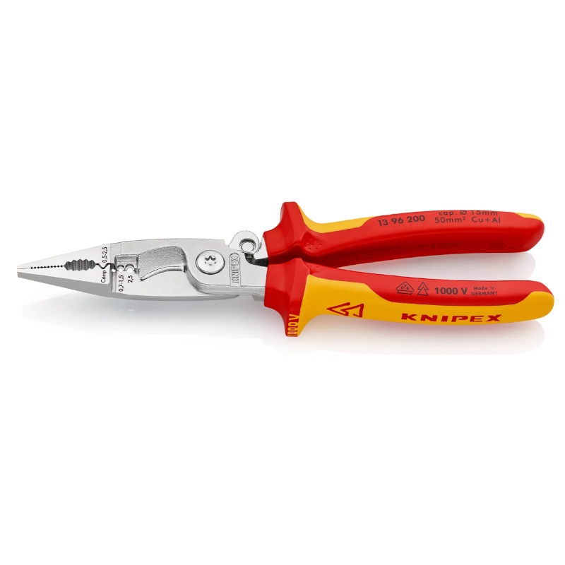 Клещи электромонтажные Knipex KN-1396200SB, VDE, 6-в-1, зачистка 0.75 – 1.5 / 2.5 мм², рез Ø 15 мм / 50 мм², 200 мм в Иваново