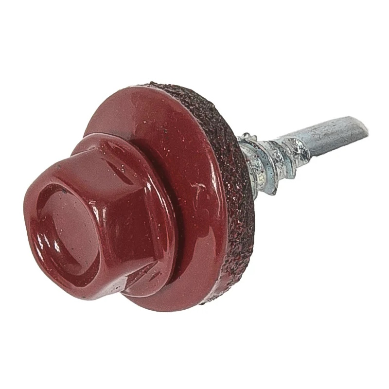 Саморез кровельный Starfix SMP2-39685-100, 4.8х19 мм, цинк, шайба с прокладкой, PT3, RAL 3005, 100 шт. в пластиковом контейнере  в Угличе