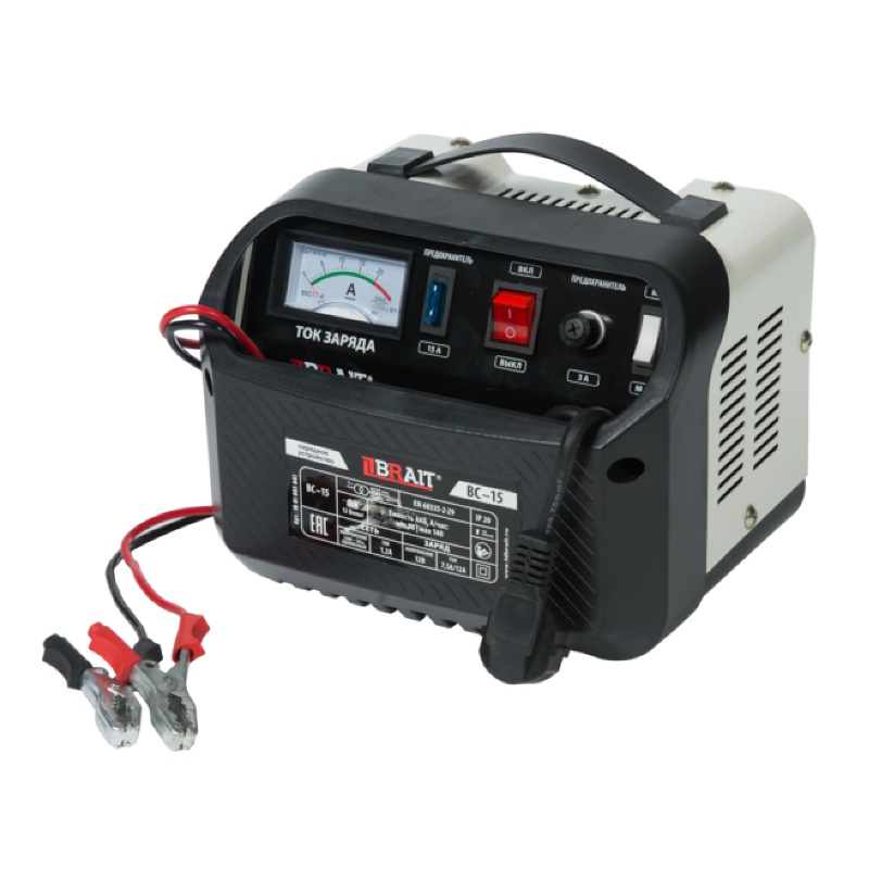 Устройство зарядное Brait BC-15 1901002043 Напряжение 1224 В 170330 Вт емкость 18-120 Ач сеть 220В-50 Гц 3015₽