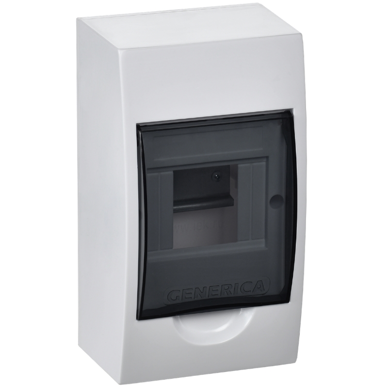 Корпус пластиковый IEK GENERICA ЩРН-П-4 MKP12-N-04-41-G черн. прозр. дверь IP41 в Туле