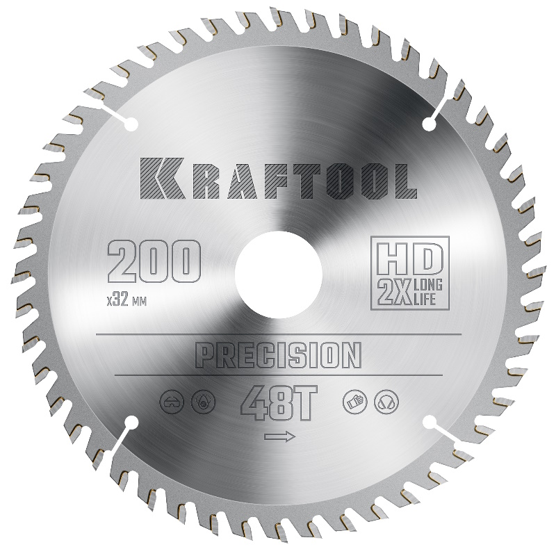 Пильный диск по дереву Kraftool Precision 36952-200-32, 200 х 32 мм, 48Т  в Рыбинске