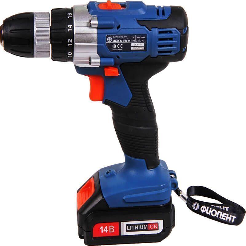 Аккумуляторная дрель-шуруповерт Фиолент ДША1-10-РЭ5-14В (напряжение 14.4 v, тип li-ion)