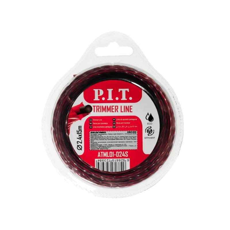 Леска для триммеров P.I.T. ATML01-D24S, двухцветная, 15 м, 2,4 мм, блистер в Костроме