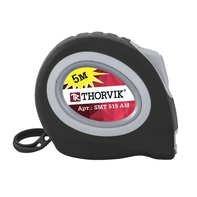 Рулетка Thorvik SMT519AM 052391, с магнитным захватом и автостопом, в обрезиненном корпусе, 5 м в Кинешме