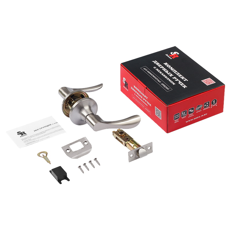 Ручка защелка Нора-М Isparus ЗВ3 05 16952, нажимная, без запирания, матовый никель в Кинешме