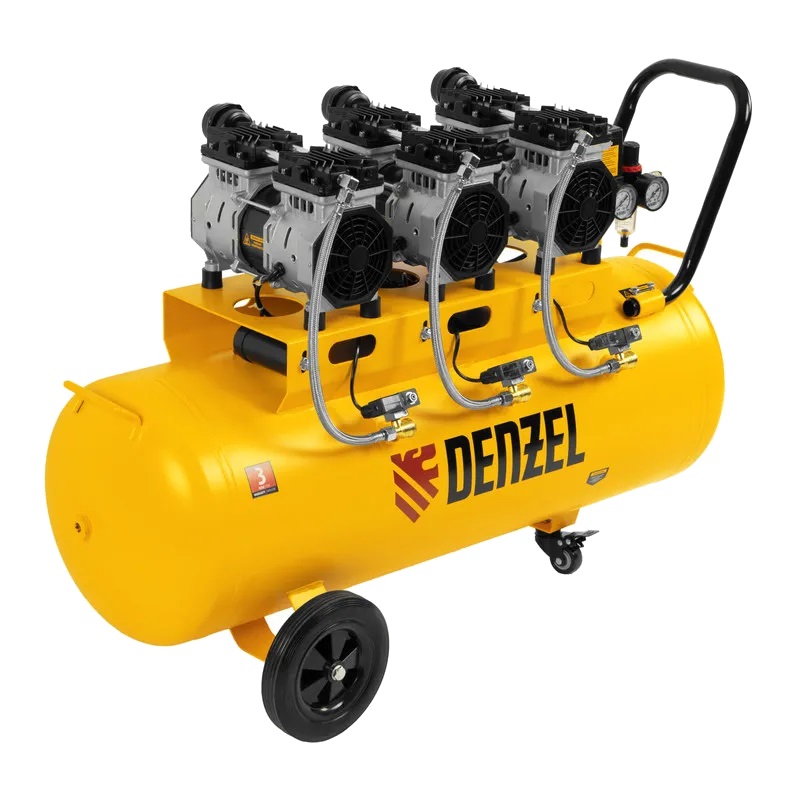 Компрессор безмаслянный малошумный Denzel DLS 1800100 58028