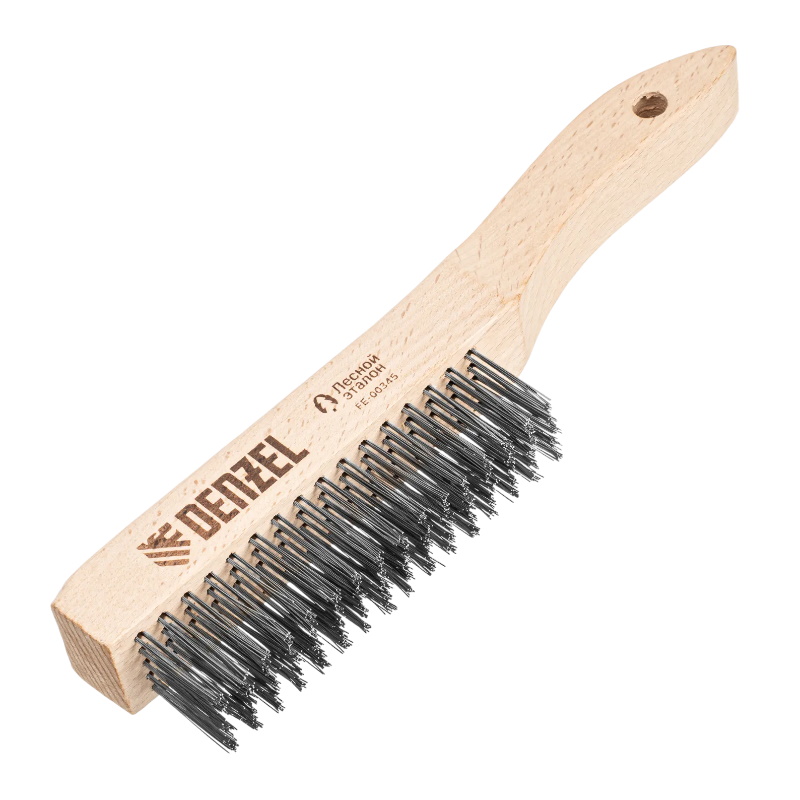 Щетка зачистная 5-и рядная Denzel 74845 прямая проволока из нержавеющей стали с деревянной ручкой EFP 255₽