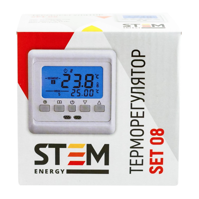 Терморегулятор с встроенным датчиком температуры воздуха Stem Energy SET 08 программируемый