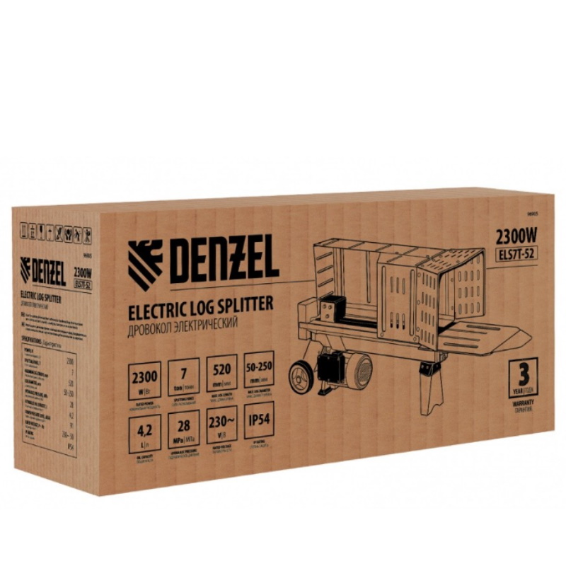 Дровокол электрический Denzel ELS7T-52 96905, 2300 Вт, сила раскола 7т в Рыбинске