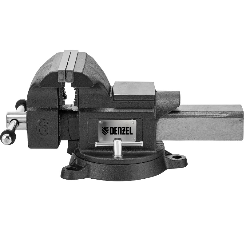 Тиски слесарные Denzel BVH-150 18685, 150 мм, поворотные, стальная направляющая, с наковальней в Угличе