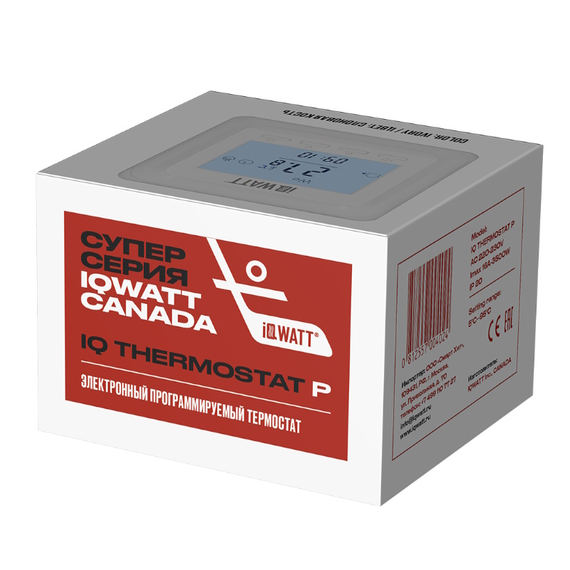 Терморегулятор Iqwatt IQ THERMOSTAT P 00402, с ЖК-дисплеем (слоновая кость)