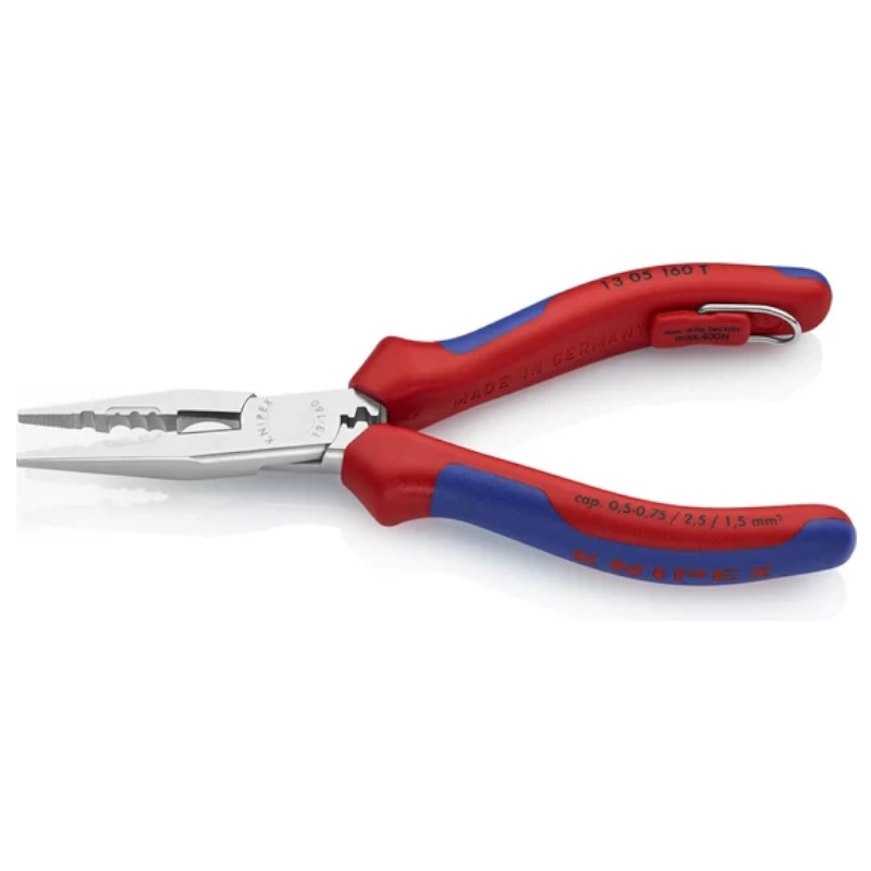 Плоскогубцы электрика для монтажа проводов Knipex KN-1305160TBK, 160 мм, хром, 2-комп ручки, проушина для страховки, BK в Туле