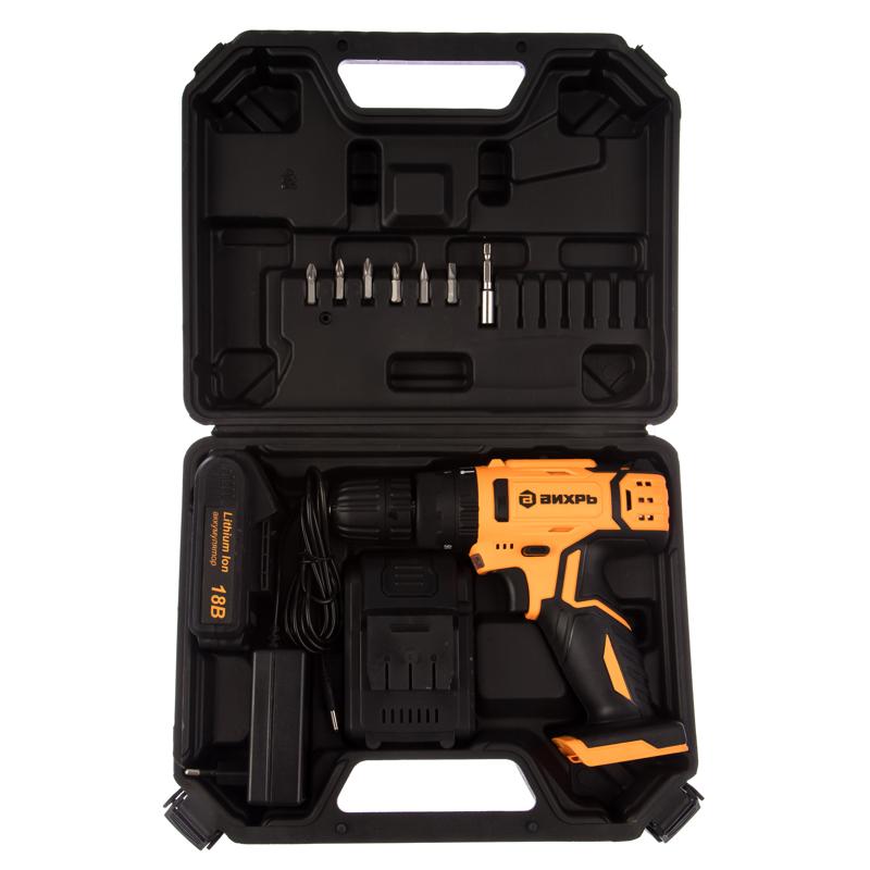 Аккумуляторная ударная дрель-шуруповерт Вихрь ДА-18Л-2КУ 72/14/17 (напряжение 18v, емкость 2 Ач)