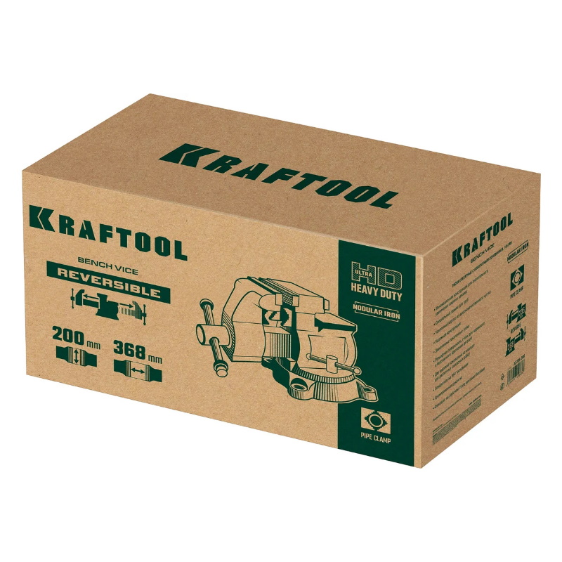 Слесарные тиски Kraftool Reversible 32705-200, 200 мм, расход 368 мм