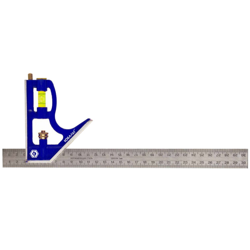 Угольник Кобальт 243-479 с уровнем 300 мм нержавеющая сталь 720₽