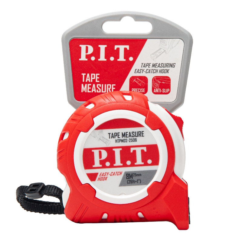 Рулетка с фиксатором P.I.T. HTPM02-2508, 8 м x 25 мм, ABS+TPR в Ярославле