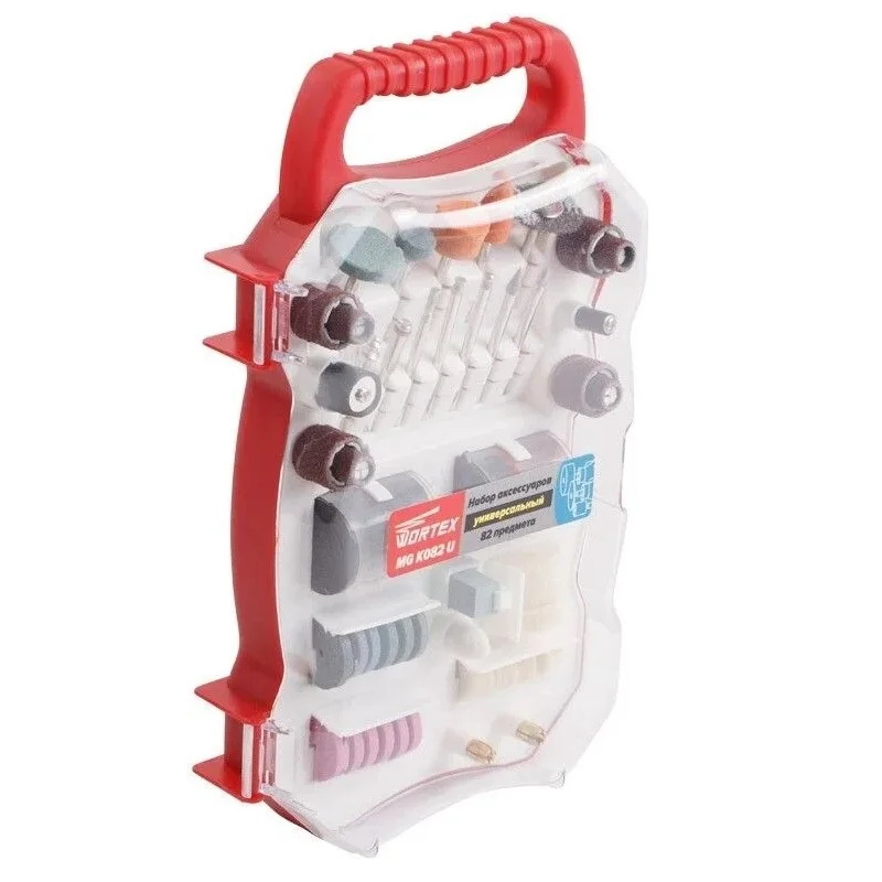 Набор аксессуаров для гравера Wortex MGK082U11911, 82 предмета в боксе (универсальный)