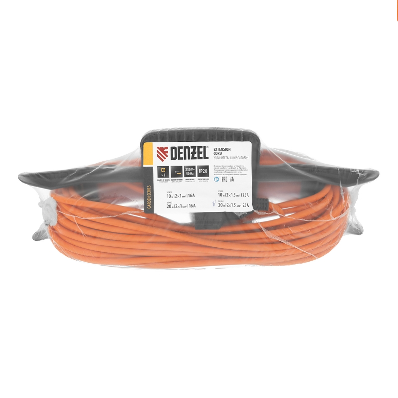 Удлинитель-шнур силовой Denzel Garden Series 37404, б/з, ПВС, 20м, 1 розетка, 2*1,5 мм в Муроме