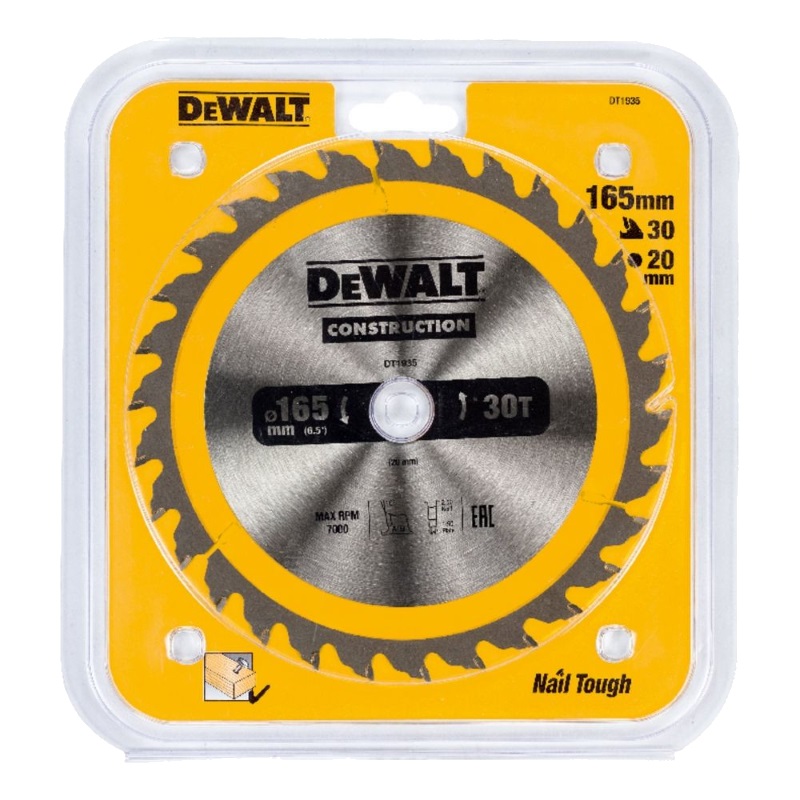Пильный диск DeWalt CONSTRUCT DT1935-QZ, 165/20 мм в Туле