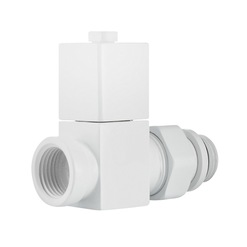 Набор дизайн-вентилей Royal Thermo CUBE НС-1422574, прямой, белый, 1/2"