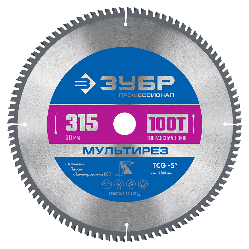 Пильный диск по алюминию Зубр Мультирез Профессионал 36907-315-30-100 315 x 30 мм 100Т 2892₽