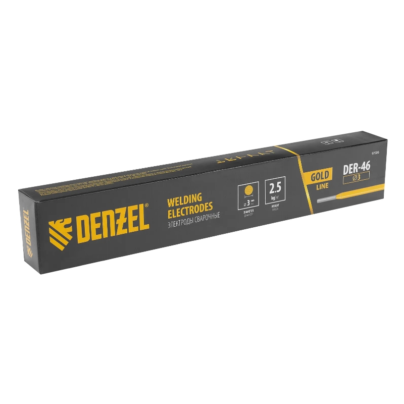 Электроды Denzel DER-46 GoldLine 97506, диам. 3 мм, 2,5 кг., рутил-целлюлозное покрытие в Вологде