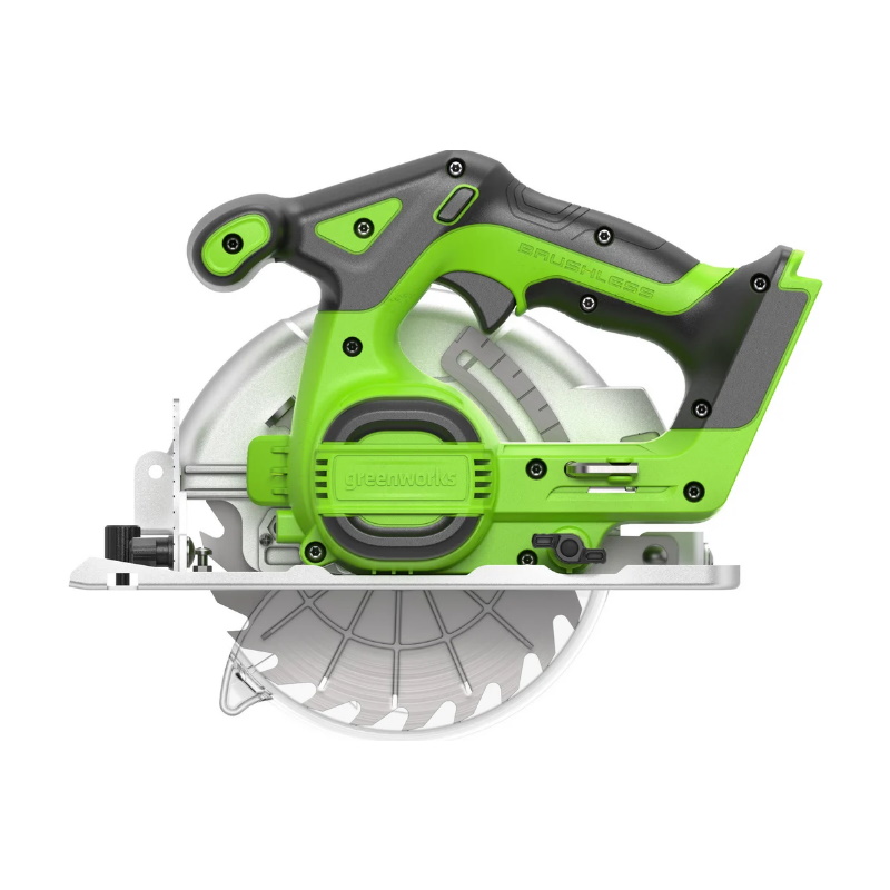 Дисковая пила Greenworks GD24CS165 24V 1501607CUG, аккумуляторный, бесщеточный, 165х20мм, 4800 об/мин, рез 57мм, 1х5Ач, ЗУ, кор