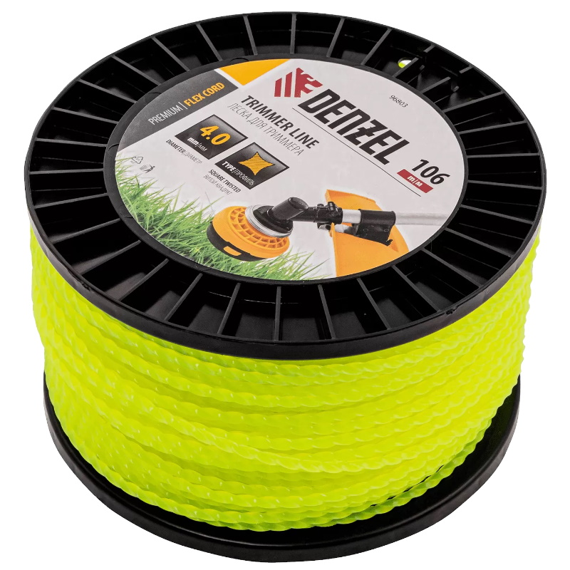 Леска для триммера Denzel Flex Cord 96803, витой квадрат, 4,0мм х 106м, на DIN катушке  в Кинешме