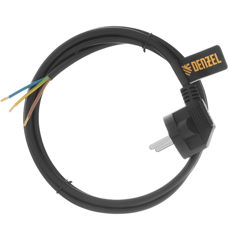 Шнур сетевой Denzel Energy Series 37663, ПВС, 1,5 м, 3х1 мм, с неразборной вилкой, черный в Рыбинске
