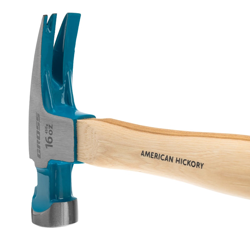 Молоток-гвоздодер Gross AMERICAN HICKORY 10418, 450 г, угол 75, магнит, обрезиненная рукоятка