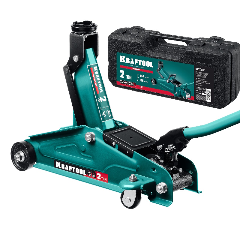 Домкрат подкатной Kraftool STARK 43453-2-K (для легковых а/м, в кейсе, 2 т, 135 - 340 мм) в Угличе