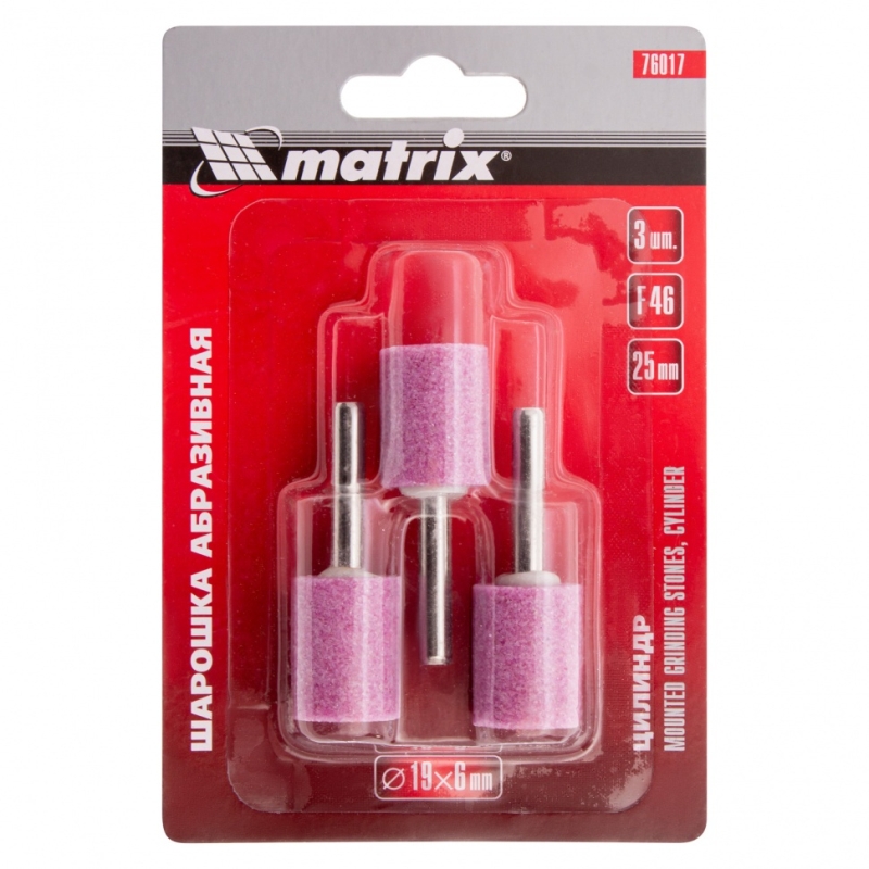Шарошка абразивная Matrix 76017 (цилиндр, 19 x 25 мм, хвостовик 6 мм, F46, 3шт.) в Кинешме