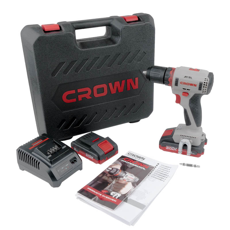 Аккумуляторный шуруповерт Crown CT21091HX-2 BMC BL, (20В, 55Нм, 2*2Ач) в Угличе