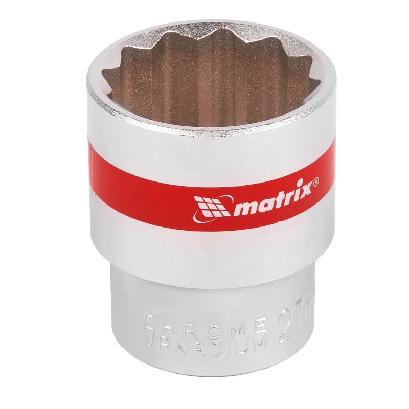 Головка торцевая Matrix 13695, 27 мм, 12-гранная, CrV, под квадрат 1/2", хромированная в Иваново