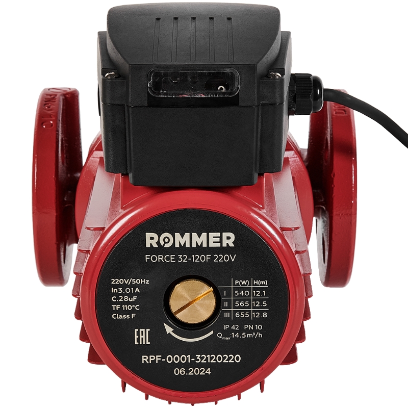 Насос циркуляционный Rommer RPF-0001-32120220, фланцевый, FORCE , трехскоростной, 32-120F, 220V в Ярославле