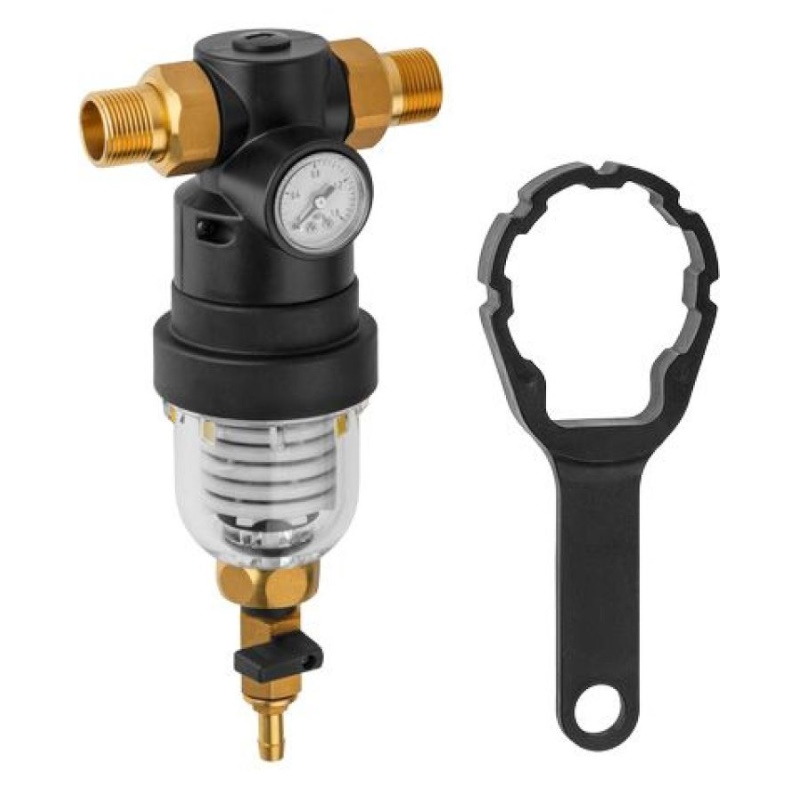 Фильтр самоочищающийся AV Engineering AVE115702 1 нар или 34вн 100 микрон с манометром инд упак 2652₽