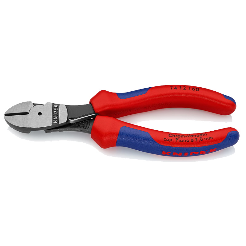 Бокорезы особо мощные Knipex KN-7412160, пружина, 160 мм, фосфатированные, двухкомпонентные ручки в Угличе