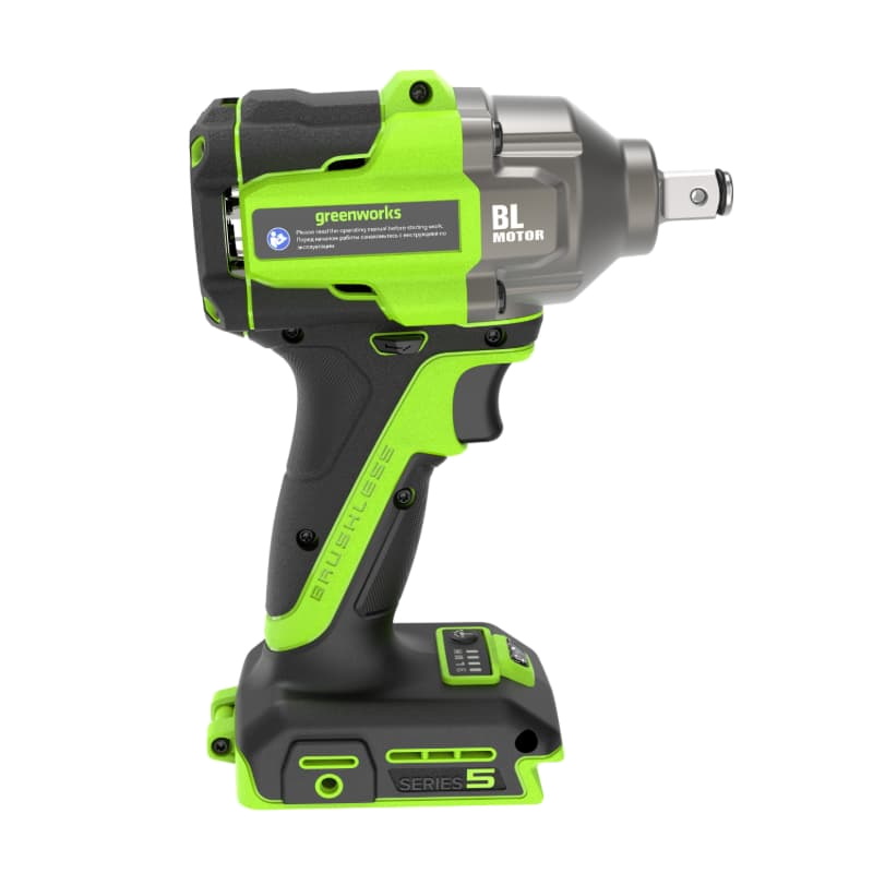 Гайковерт ударный аккумуляторный Greenworks IW5500 3805007CUG, 24V, б/щет, 1/2'', 500 Нм, 3 режима, 1х5Ач, ЗУ, коробка в Ярославле