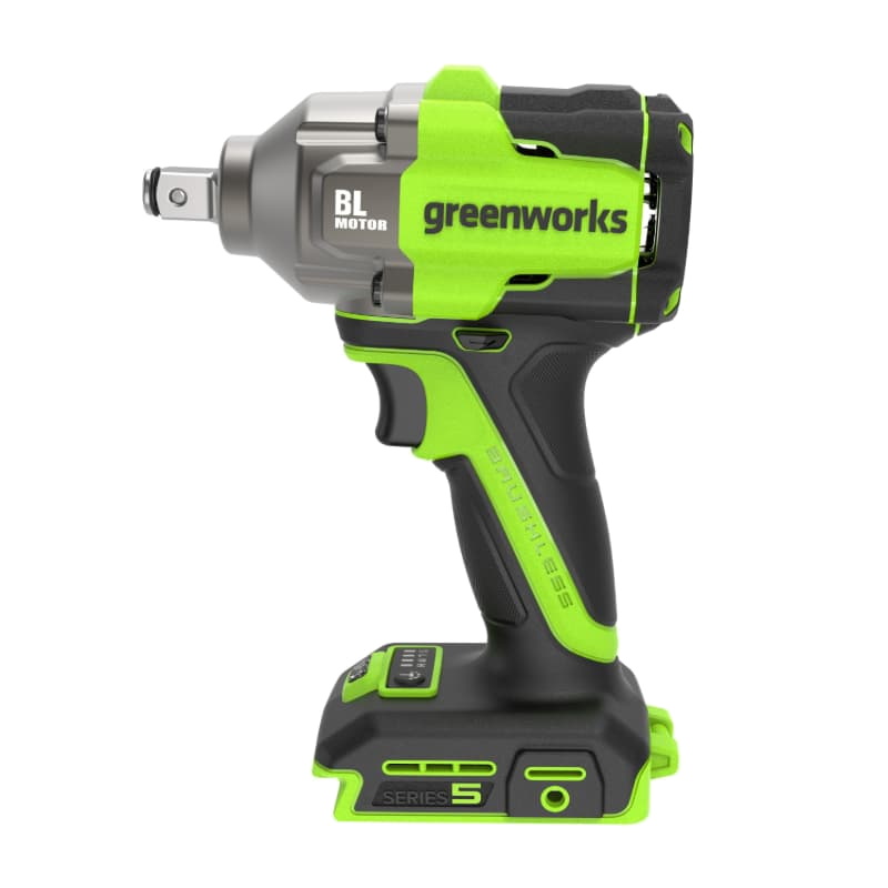 Гайковерт ударный аккумуляторный Greenworks IW5500 3805007CUG, 24V, б/щет, 1/2'', 500 Нм, 3 режима, 1х5Ач, ЗУ, коробка в Ярославле