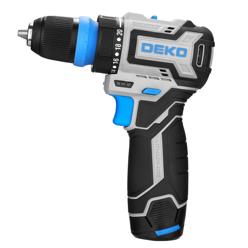 Дрель-шуруповерт аккумуляторная Deko Loner 12V PRO 085-1121, бесщеточная, компактная, со съёмным патроном, 12В, 1x3.0 Ач в Череповце