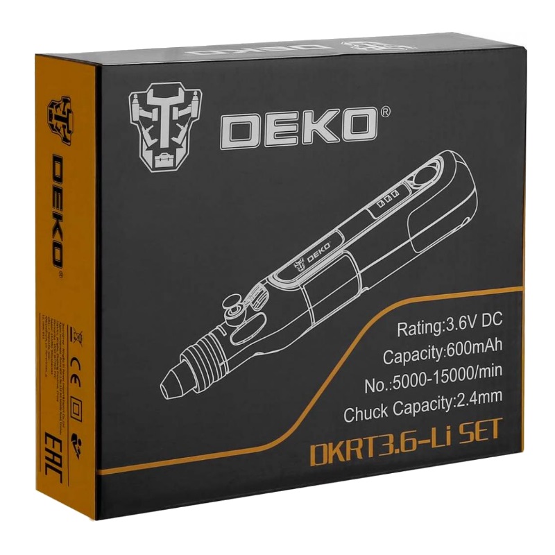 Аккумуляторный гравер Deko DKRT3.6-Li SET (патрон 2.4/3.2 мм, кейс с ручкой) в Череповце