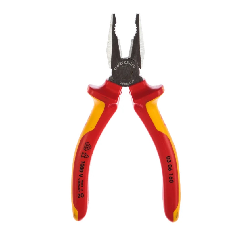 Плоскогубцы комбинированные Knipex KN-0306160SB, VDE, 160 мм, хром, 2-компонентные диэлектрические ручки в Ярославле