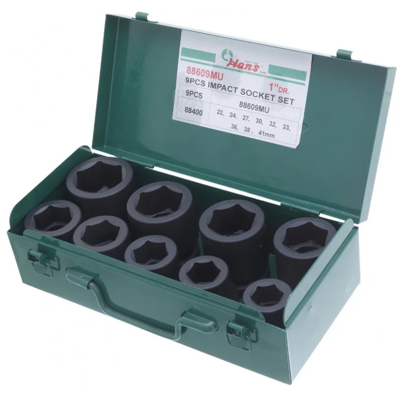 Набор ударных головок Hans 88609MU, 1", 9  шт., 22-41 мм