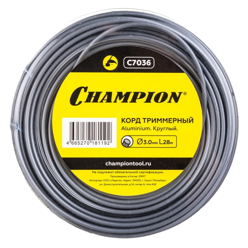 Корд триммерный Champion Aluminium C7036, 3.0 мм х 28 м, круглый в Угличе