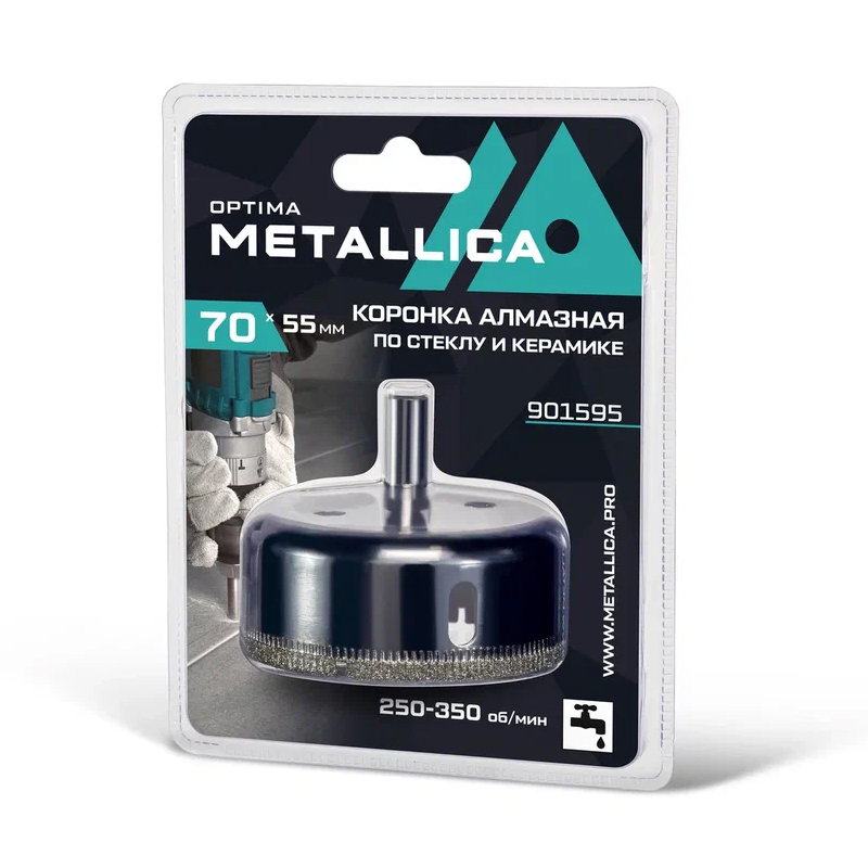 Коронка алмазная Metallica Optima 901595 (70x55 мм, #80, по стеклу, плитке, 1 шт, в блистере) во Владимире