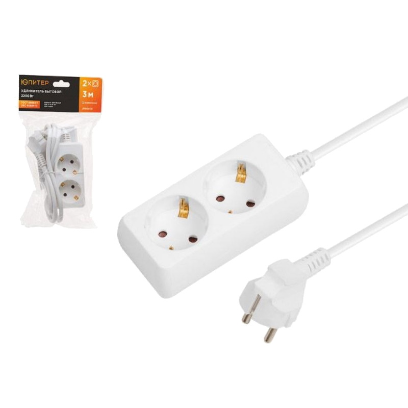 Удлинитель Юпитер JP8102-21 3 м 2 розетки 22 кВт сз ПВС 3х075 352₽