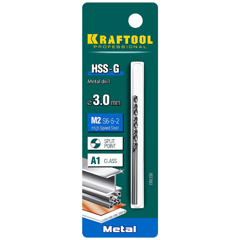 Сверло по металлу Kraftool HSS-G 3.0 х61мм, 29651-3, сталь М2(S6-5-2)  в Костроме