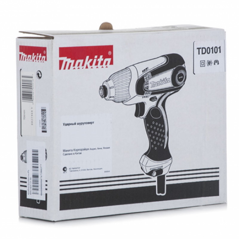 Сетевой ударный винтоверт Makita TD0101 (бытовой, макс 3200 ударов/мин, крутящий момент 100 нм, мощность 230 вт)